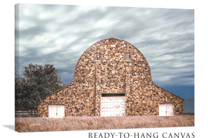 Old stone barn wall art – rustic Kansas prairie farmhouse photography print by Debra Gail Fine Art