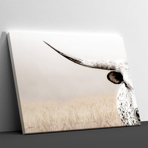 Texas Longhorn Canvas Print – Large Rustic Farmhouse Wall Art Decor