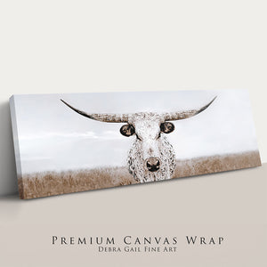 Longhorn fine art canvas print – rustic western wall decor
