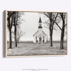 Old Prairie Church Canvas | Rustic Farmhouse Wall Art With Gothic Revival Style