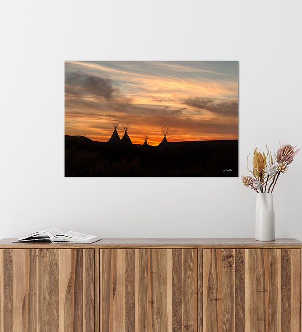 Teepees at Sunset - Western Silhouette Fine Art Photography Print