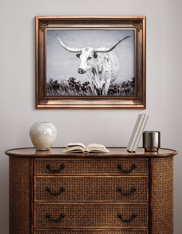 LARGE LONGHORN PICTURE CANVAS OR PRINT - RUSTIC DECOR