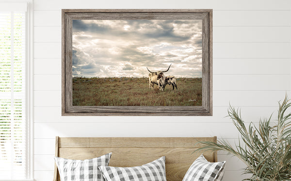 Texas Longhorns Under Dramatic Sky | Western Rustic Fine Art Photography