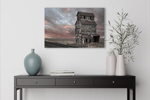 Rustic Grain Elevator at Sunset Fine Art Canvas Print