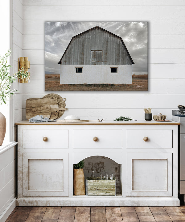 Americana Style Adobe White Barn Art Print