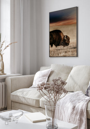Vertical Bison Canvas Wall Art | Iconic American Buffalo Print