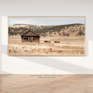 Western Luxe Style American Bison Contemporary Panoramic Wall Art