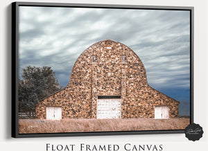 Old stone barn wall art – rustic Kansas prairie farmhouse photography print by Debra Gail Fine Art