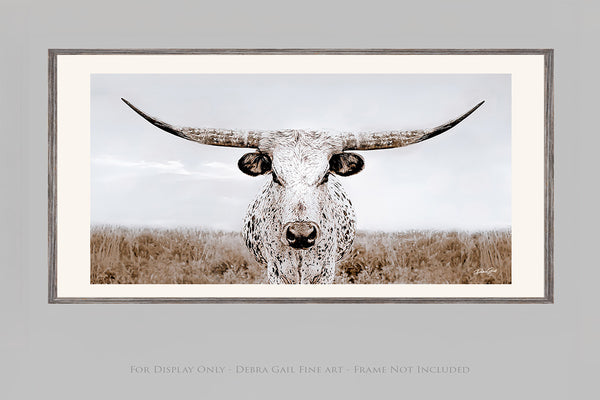 LONGHORN COW CANVAS PRINT - FARMHOUSE DECOR 2:1