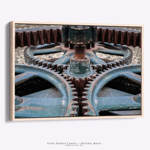 Vintage Gears Wall Art  -  Teal Industrial Photography Print