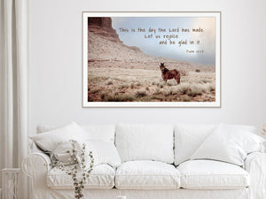 Psalm 118:24 Scripture Horse Wall Art | Wild Mustang of the Desert
