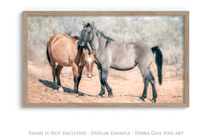 Wild Horse Wall Art – Panoramic Western Canvas Print With Barnwood Frame