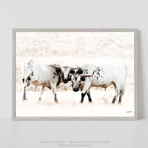 Texas Longhorn Wall Art | Two Cows Western Ranch Canvas Decor