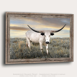 Texas Longhorn Wall Art | Rustic Western Canvas Decor - Large Longhorn Print