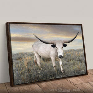 Texas Longhorn Wall Art | Rustic Western Canvas Decor - Large Longhorn Print