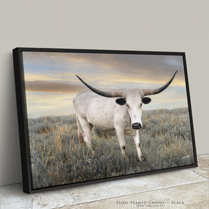 Texas Longhorn Wall Art | Rustic Western Canvas Decor - Large Longhorn Print