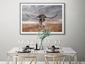 Texas Longhorn Wall Art | Huge Horns Rustic Western Canvas Print