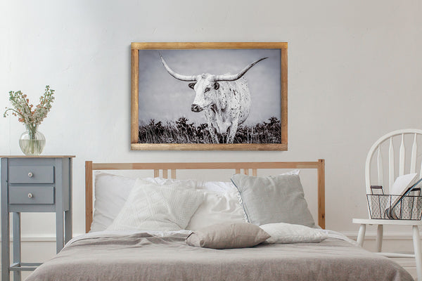 LARGE LONGHORN PICTURE CANVAS OR PRINT - RUSTIC DECOR