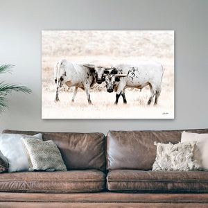 Texas Longhorn Wall Art | Two Cows Western Ranch Canvas Decor