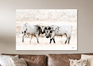 Texas Longhorn Wall Art | Two Cows Western Ranch Canvas Decor
