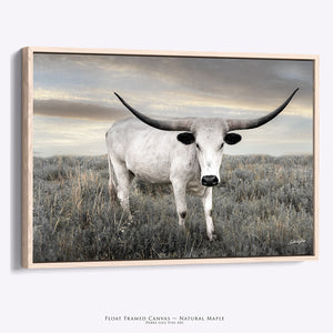 Texas Longhorn Wall Art | Rustic Western Canvas Decor - Large Longhorn Print