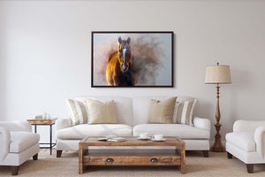 Wild Horse Wall Art | Minimalist Peaceful Western Canvas