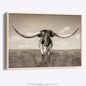 Longhorn Cow Wall Art | XL Horns Monochrome Western Farmhouse Decor