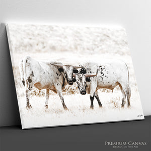 Texas Longhorn Wall Art | Two Cows Western Ranch Canvas Decor