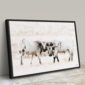 Texas Longhorn Wall Art | Two Cows Western Ranch Canvas Decor