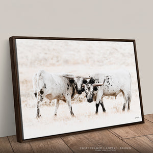 Texas Longhorn Wall Art | Two Cows Western Ranch Canvas Decor