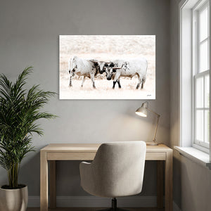 Texas Longhorn Wall Art | Two Cows Western Ranch Canvas Decor
