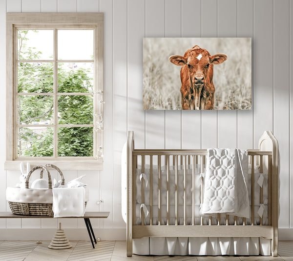 CUTE COW CANVAS PICTURE - NURSERY, KIDS, FARMHOUSE DECOR