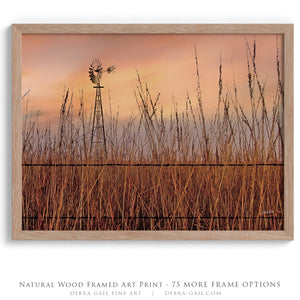 Windmill in the Tallgrass Prairie Sunset | Serene Kansas Landscape Art