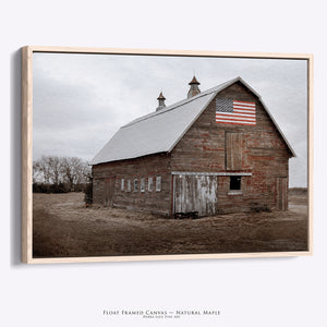 Red Barn Print | Patriotic Flag Barn Wall Art - Rustic Farmhouse Decor