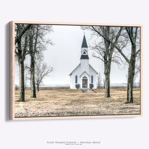 Vintage Country Church Wall Art  -  Rustic Farmhouse Fine Art Canvas Print