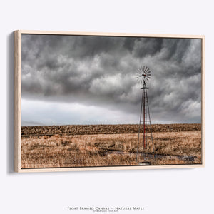 Kansas Windmill Art | Vintage Windmill Print With Stormy Sky Farmhouse Wall Decor