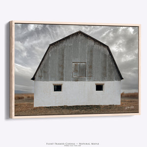 Kansas Prairie White Barn Photography Wall Art | Rustic Midwest Americana Country
