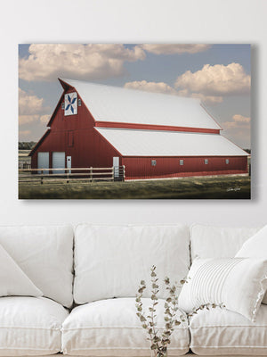 Red barn wall art – rustic Kansas prairie farmhouse photography print by Debra Gail Fine Art