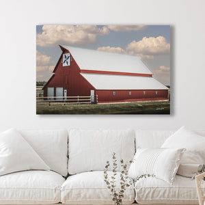 Red barn wall art – rustic Kansas prairie farmhouse photography print by Debra Gail Fine Art