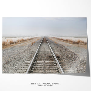 Railroad wall art – train track landscape photography by Debra Gail Fine Art