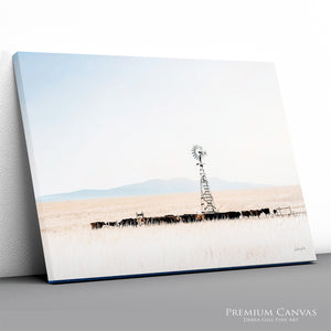 Black Angus Cow Wall Art | Prairie Cattle Canvas Print - Windmill Decor