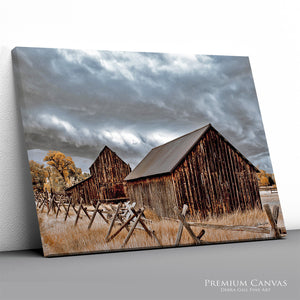 Rustic Barn Canvas Print | Farmhouse Wall Art with Autumn Tones Original Photography