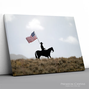 American Flag Horseman Artwork | Patriotic Wyoming Western Photography