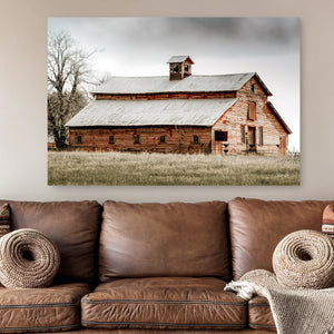 Rustic Red Barn Art Canvas Print | Kansas Americana Red Barn Landscape