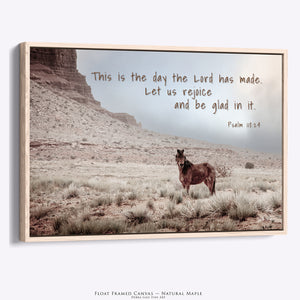 Psalm 118:24 Scripture Horse Wall Art | Wild Mustang of the Desert