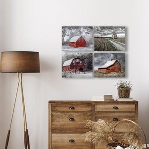 Farmhouse wall art canvas print set of 4 barn silo
