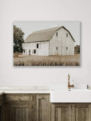White barn wall art – rustic prairie photography print by Debra Gail Fine Art