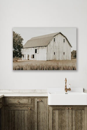 White barn wall art – rustic prairie photography print by Debra Gail Fine Art