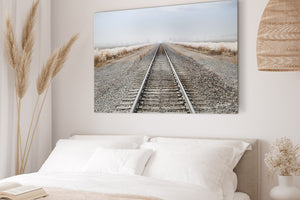 Railroad wall art – train track landscape photography by Debra Gail Fine Art