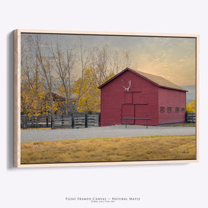 Wyoming Red Barn Canvas Print Wall Art | Original Autumn Western Farm Landscape Photography